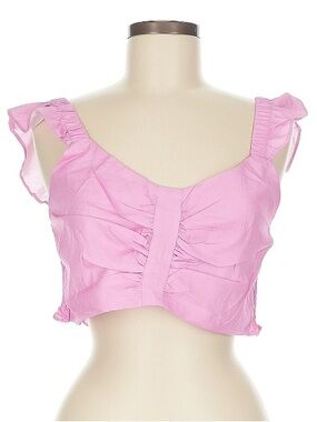 Fashion Space Pink Macaron Petals cropped Blouse cottage Barbie SZ med NWT